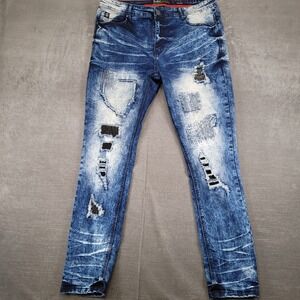 Switch Remarkable Mens Slim Taper Fit Blue Acid Wash‎ Jeans Size 36x32